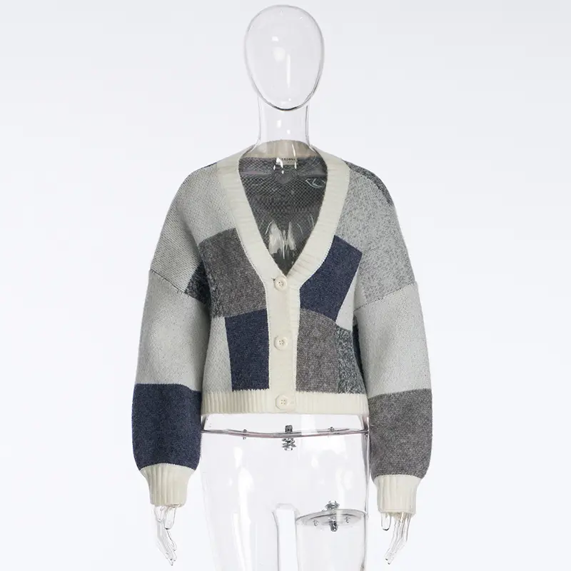 Women's Color Block Loose Cardigan Sweater