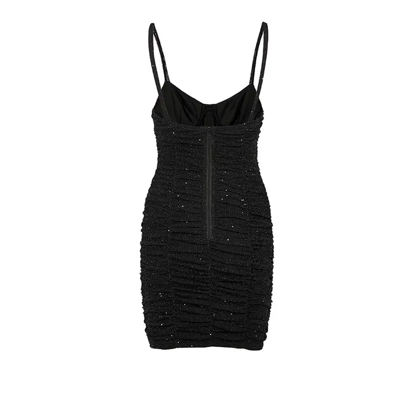 Knit Fabric Woven's Black Ball Corset Dress